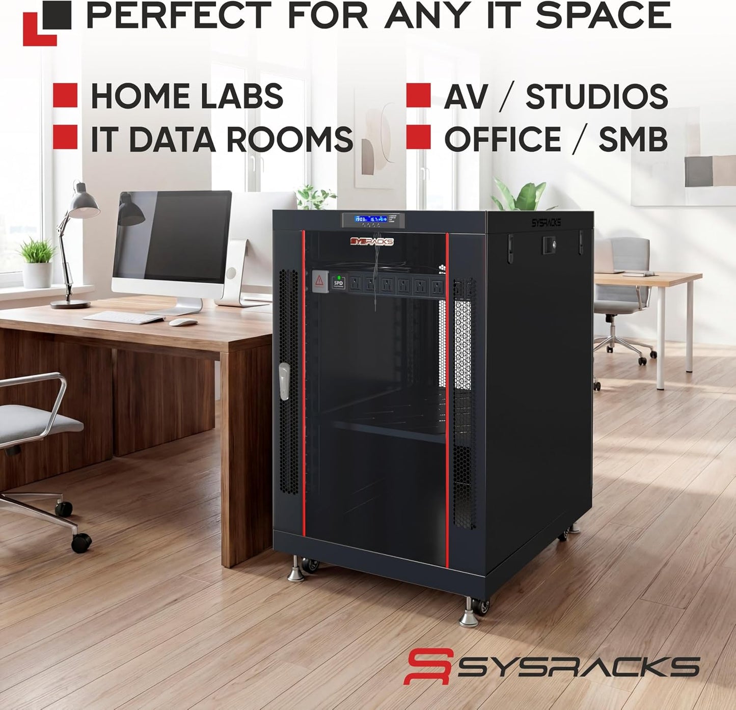 19" Server Rack Cabinet 18U – 35" Deep Network Cabinet Enclosure with Glass Door, Locking Panels, Cooling Fans, PDU & Shelf, IT Rack for Servers, Switches, AV Equipment