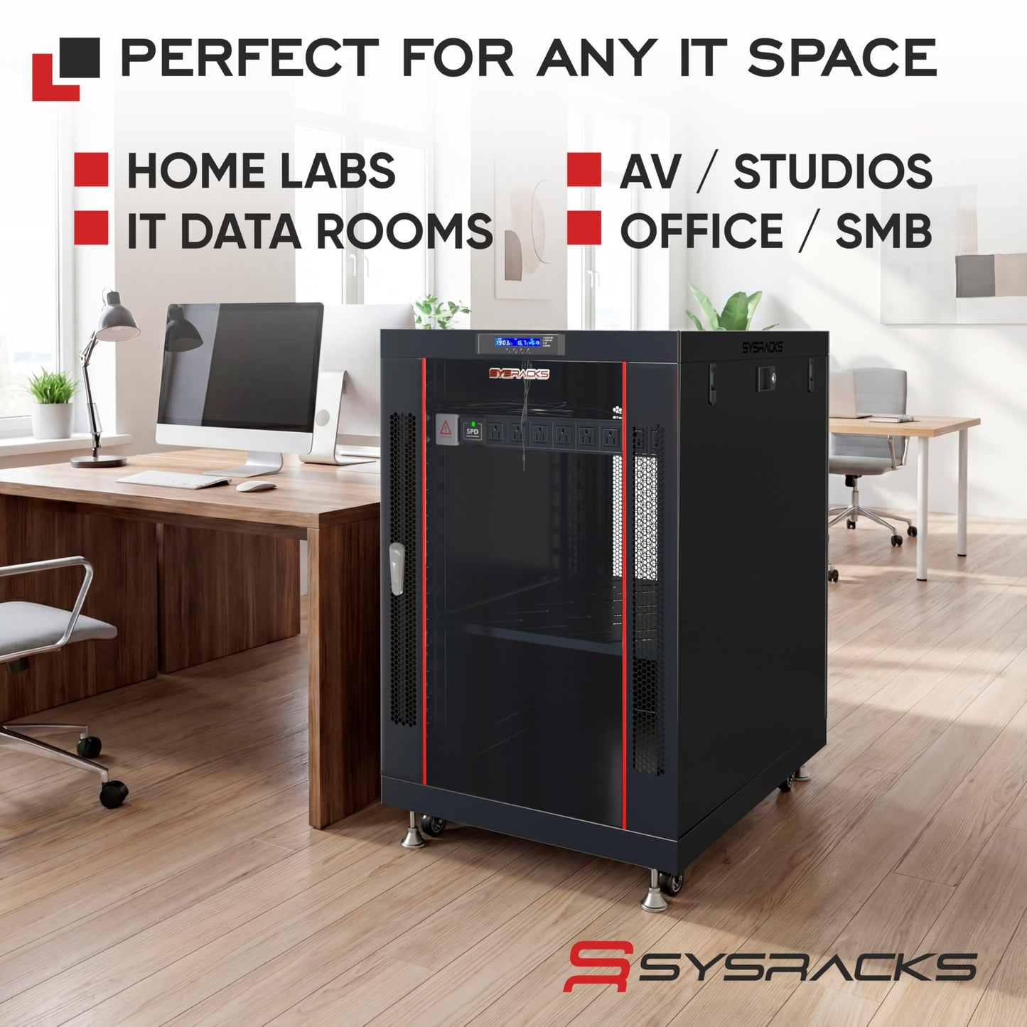 19" Server Rack Cabinet 18U – 35" Deep Network Cabinet Enclosure with Glass Door, Locking Panels, Cooling Fans, PDU & Shelf, IT Rack for Servers, Switches, AV Equipment
