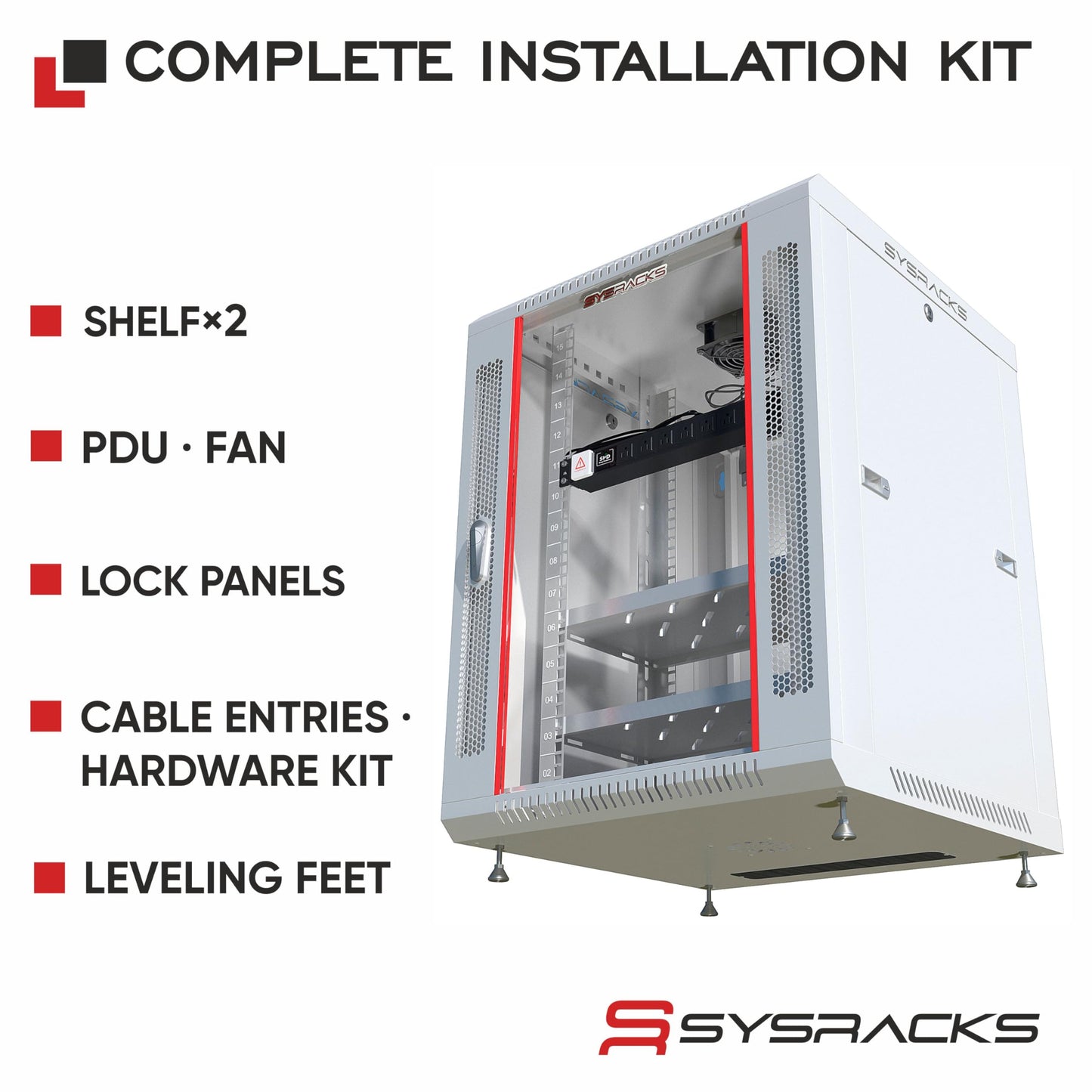 18U Wall Mount Server Rack Cabinet 24” Deep, 19” Network & AV Enclosure for Home Lab with Fan, PDU, 2 Shelves, Locking Glass Door