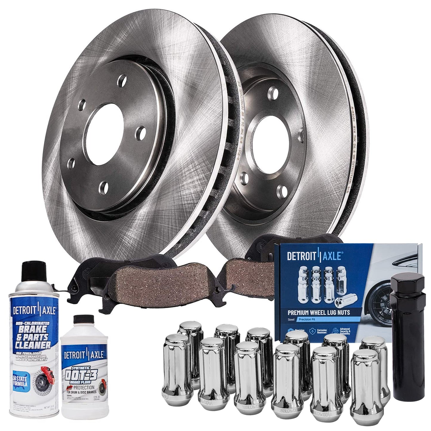 Detroit Axle - Brake Kit for 11-20 Toyota Sienna, 14-19 Highlander, 10-15 Lexus RX350 RX450h Disc Brake Rotors and Ceramic Brakes Pads Front and Rear Replacement : 12.91 in Front/12.17 in Rear Rotor