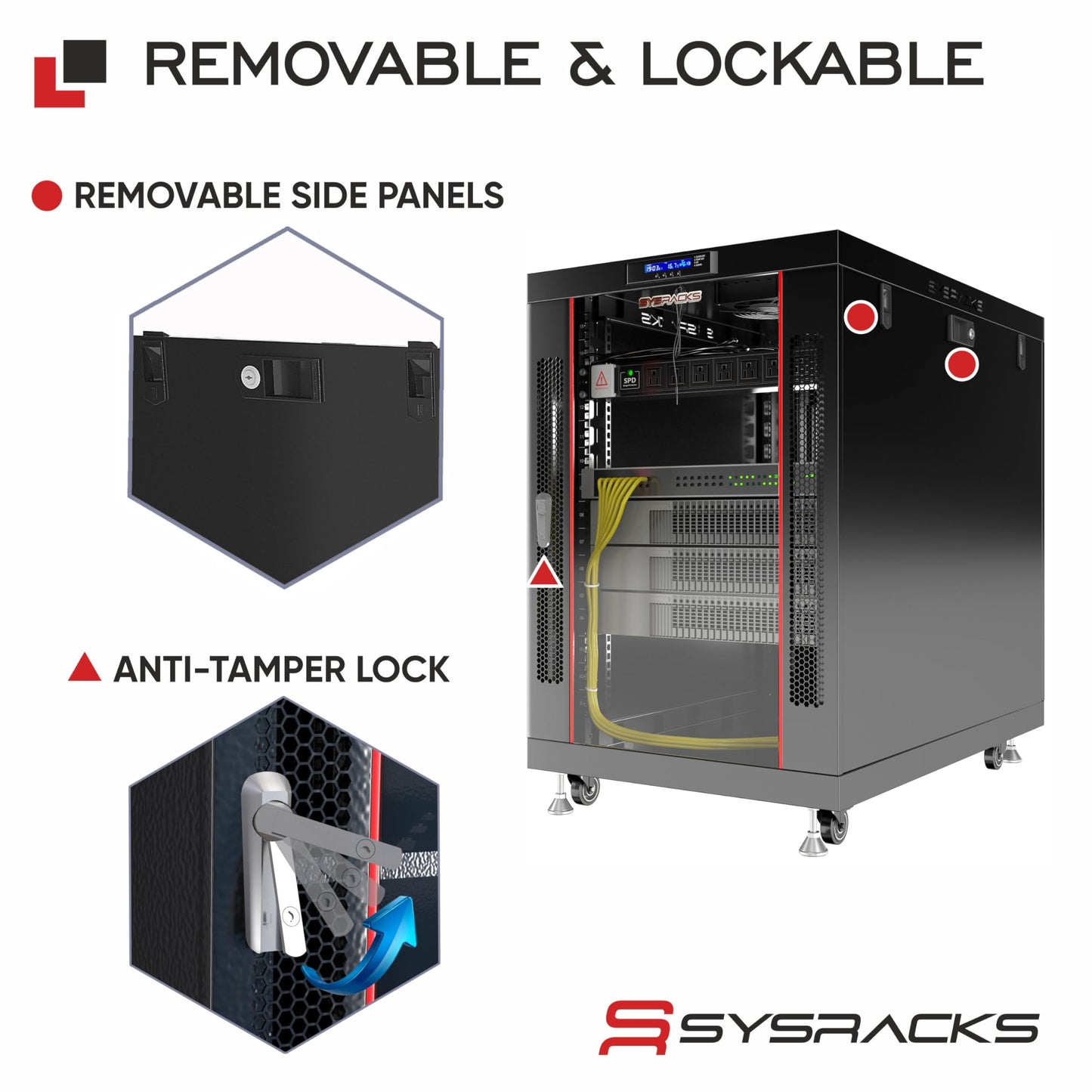 19" Server Rack Cabinet 18U – 35" Deep Network Cabinet Enclosure with Glass Door, Locking Panels, Cooling Fans, PDU & Shelf, IT Rack for Servers, Switches, AV Equipment