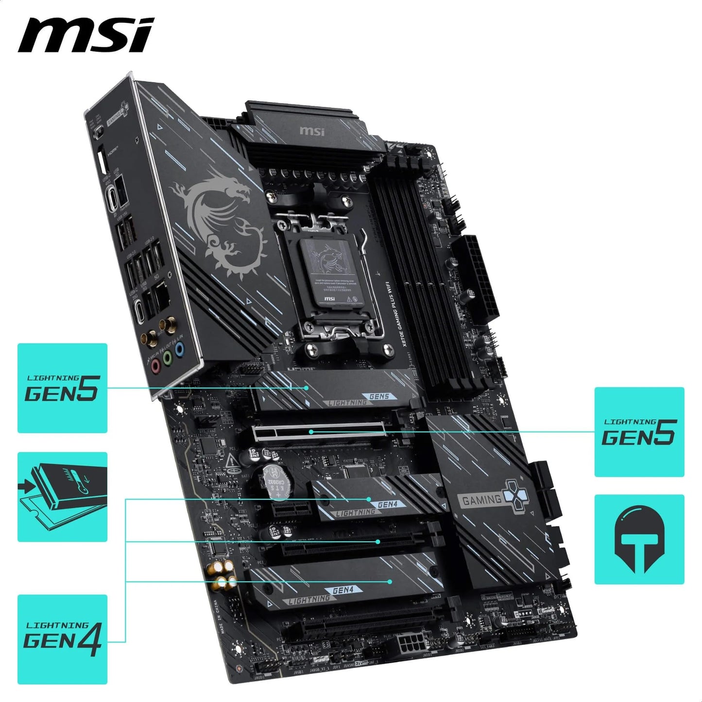 MSI MPG X870E Carbon WiFi Gaming Motherboard (AMD Ryzen 9000/8000/7000 Series Processors, AM5, DDR5, PCIe 5.0, M.2 Gen5, SATA 6Gb/s, USB 40Gbps, HDMI, Wi-Fi 7, Bluetooth 5.4, 5Gbps LAN, ATX)