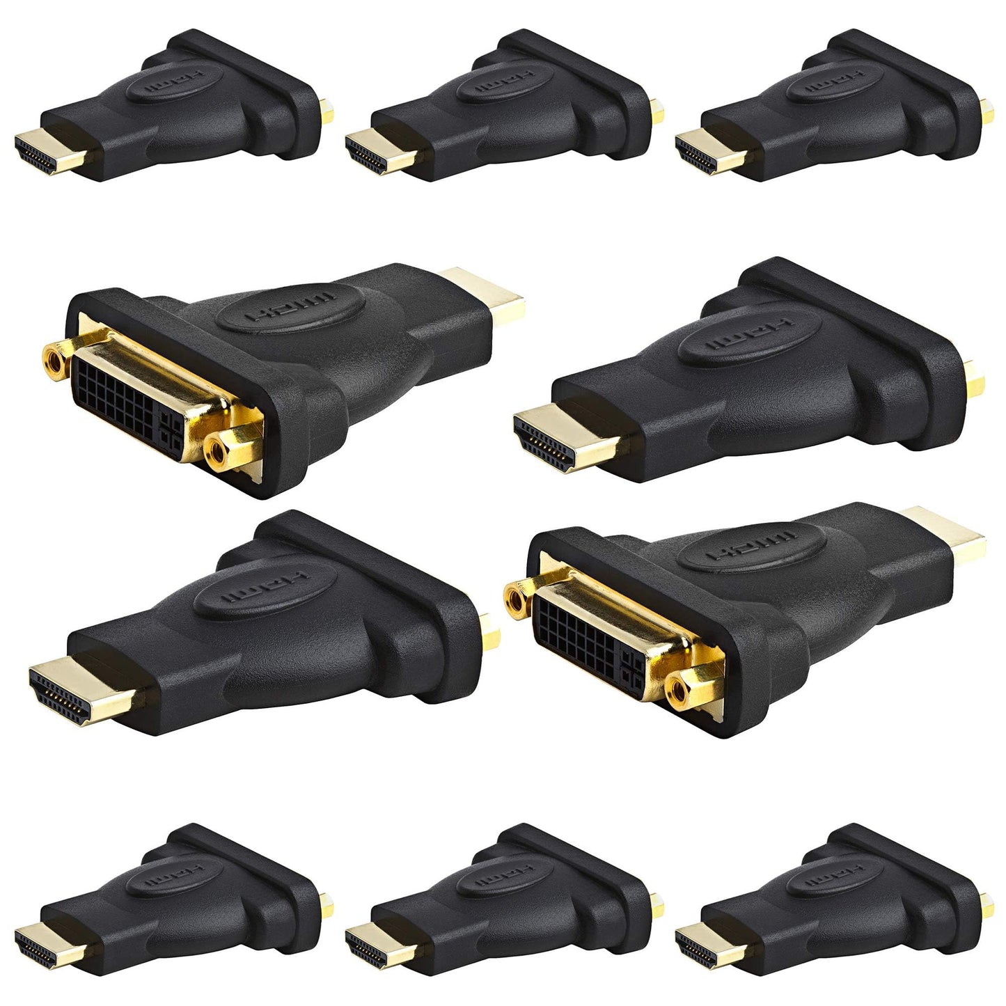 Cmple 10 Pack Micro HDMI Male to HDMI Female Adapter, Gold Plated, Compact Size