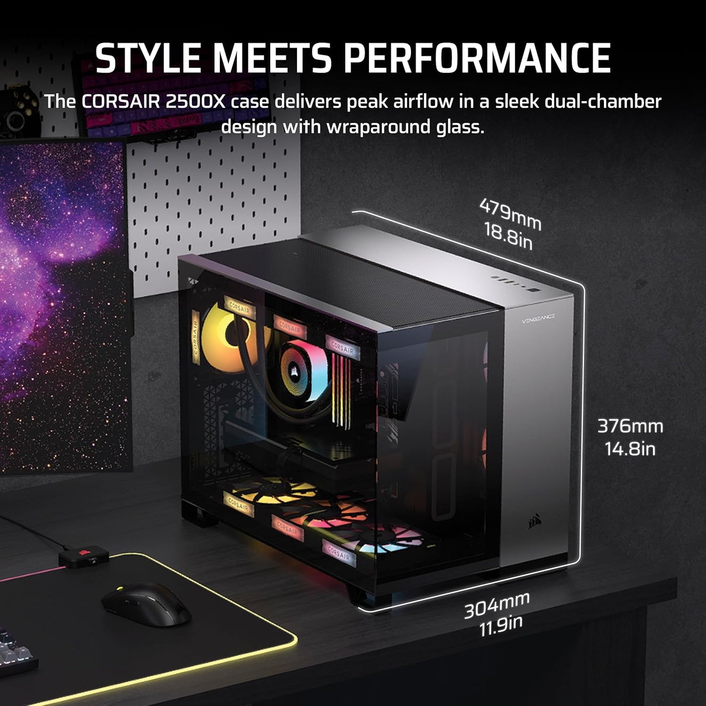 Corsair Vengeance i5200 Gaming PC – Liquid Cooled Intel® Core™ Ultra 9 285K CPU, NVIDIA® GeForce RTX™ 5090 GPU, 64GB Dominator Titanium RGB DDR5 Memory, 2+2TB M.2 SSD – Black/Silver