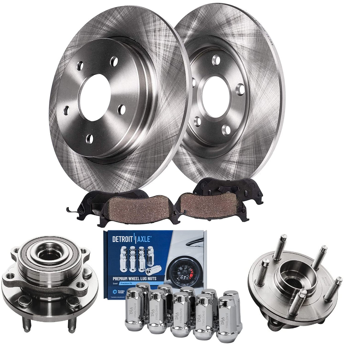 Detroit Axle - Brake Kit for 11-20 Toyota Sienna, 14-19 Highlander, 10-15 Lexus RX350 RX450h Disc Brake Rotors and Ceramic Brakes Pads Front and Rear Replacement : 12.91 in Front/12.17 in Rear Rotor