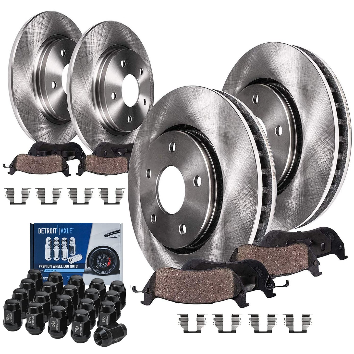 Detroit Axle - 6 Lugs Brake Kit for 12-20 Ford F-150 [with Manual Parking Brake] Ceramic Brakes Pads 2012 2013 2014 2015 2016 2017 2018 2019 2020: 13.78'' inch Front and 13.70'' inch Rear Brake Rotors