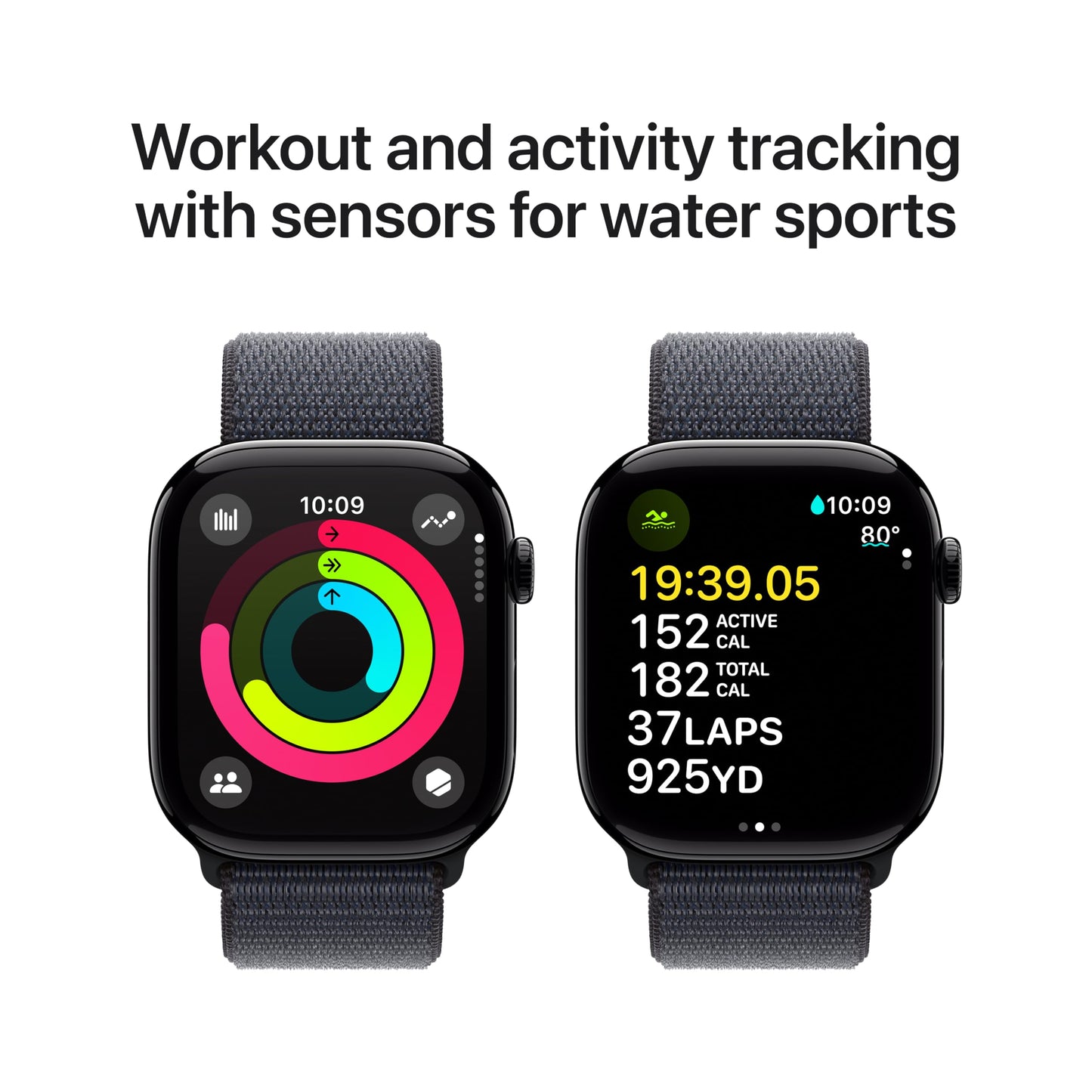 Apple Watch Series 10 [GPS + Cellular 42mm case] Smartwatch with Jet Black Aluminum Case with Black Sport Band - M/L. Fitness Tracker, ECG App, Always-On Retina Display, Water Resistant