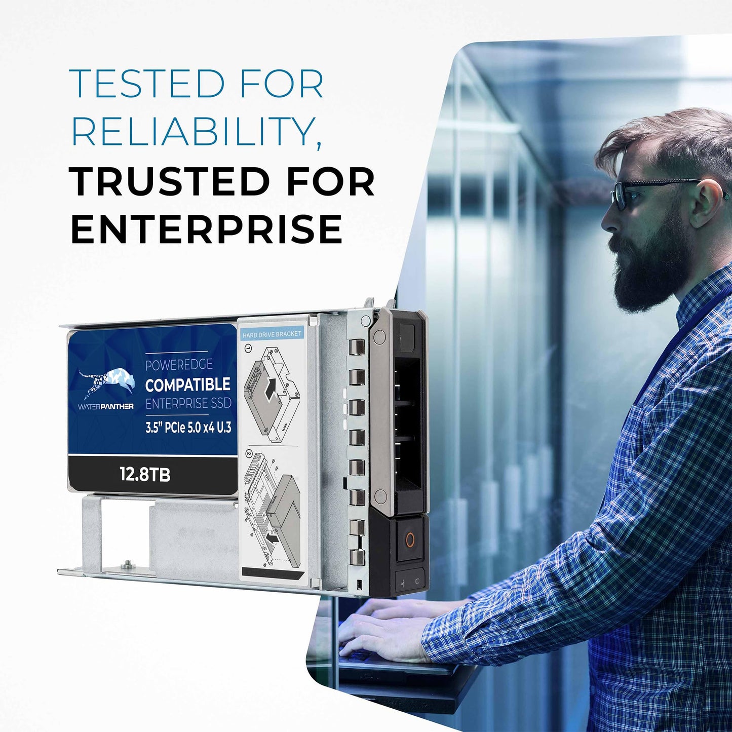Water Panther 15.36TB SAS 24Gb/s 2.5" SSD for Dell PowerEdge Servers | Enterprise Drive in 13G Tray