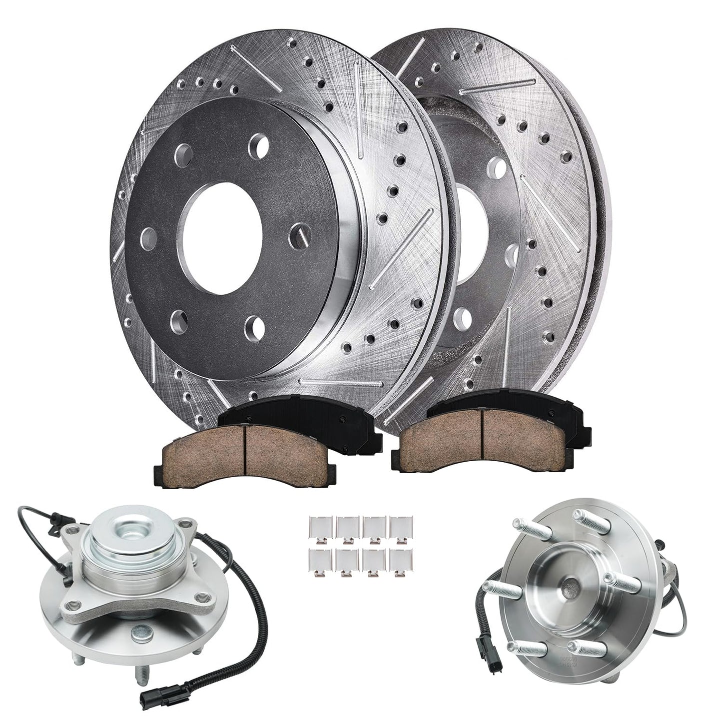 Detroit Axle - Rear Brake Kit for 1999-2006 Chevy GMC Sierra Silverado 1500, 00-01 Tahoe Yukon, 03-05 Astro Safari Replacement Drilled Slotted Disc Brake Rotors Ceramic Brakes Pads: 12.78" inch Rotor