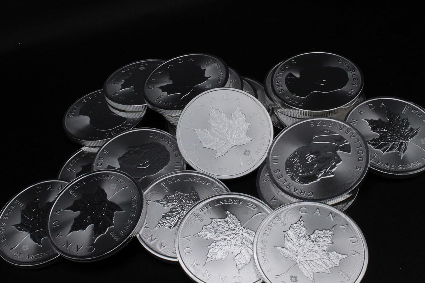 2026 - Lot of (5) 1 oz Canadian Maple Leaf Silver Coins Brilliant Uncirculated with Certificates of Authenticity $5 Seller BU