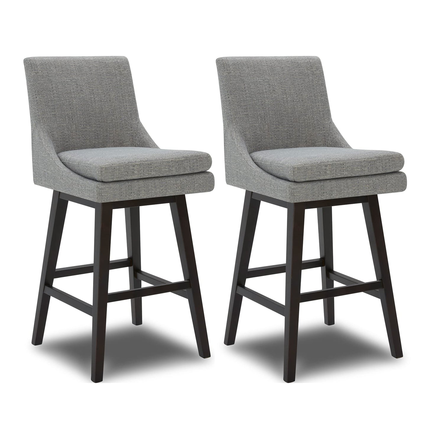CHITA Bar Height Swivel Barstool with Back Set of 2, FSC Certified Upholstered Bar Stool, 30.7" H Seat Height, Fabric in Ivory