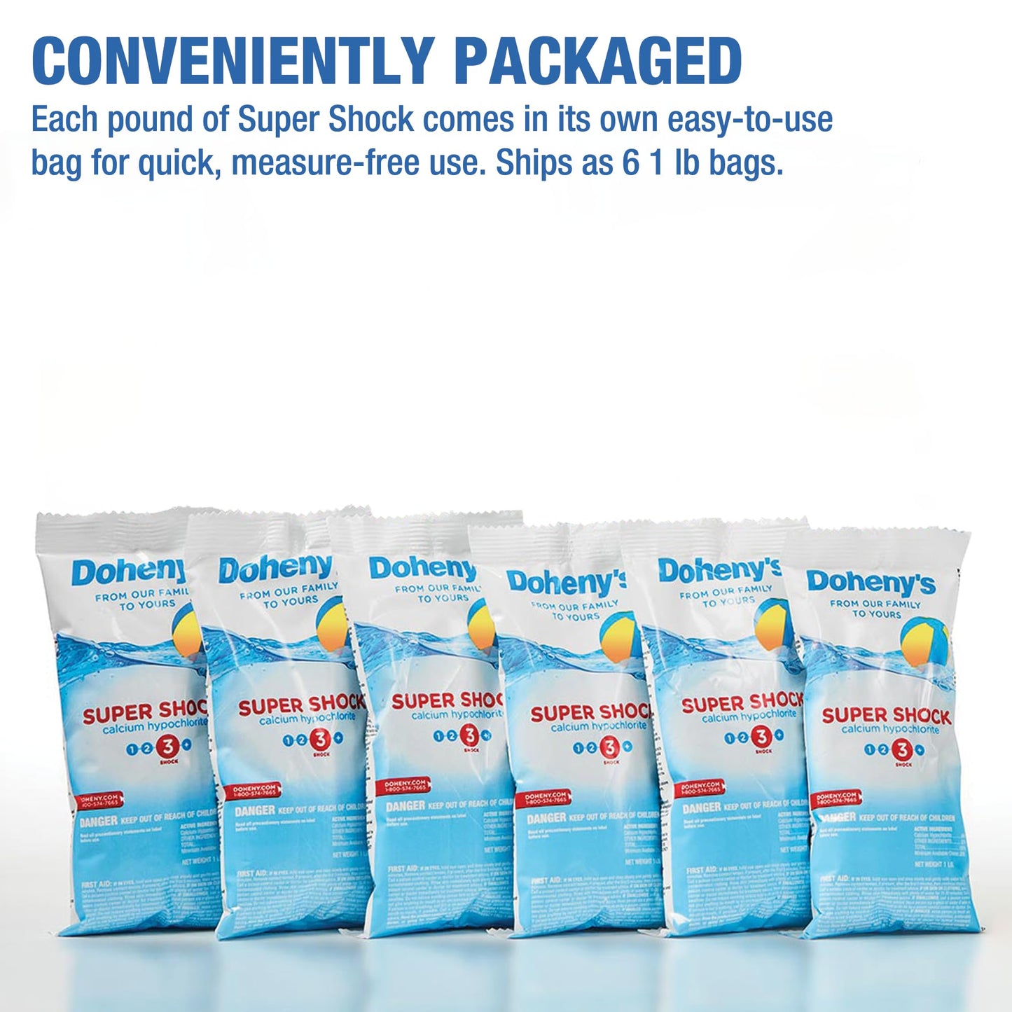 Doheny's Super Pool Shock | Pro-Grade Chlorine Shock, Quick-Dissolving, Fast-Acting 68% Cal-Hypo Granular Pool Shock | 24 x 1lb Bags, Proudly Made in the USA