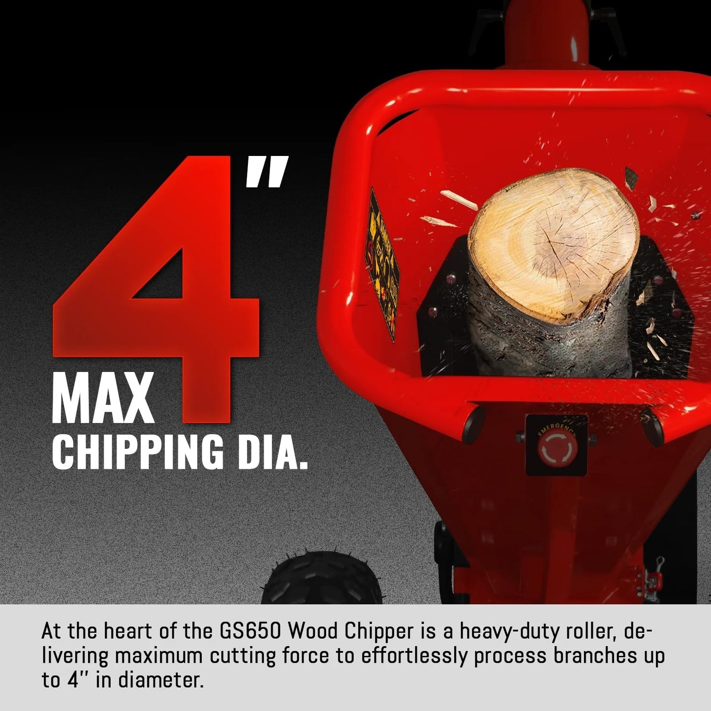 MechMaxx 6 inch ZONSEN 459cc 15hp E-Start Gas Powered 4-Wheels Wood Chipper Shredder Mulcher with Towbar/Tail Light/Emergency Stop Button/Stop Bar, Model B150 Red