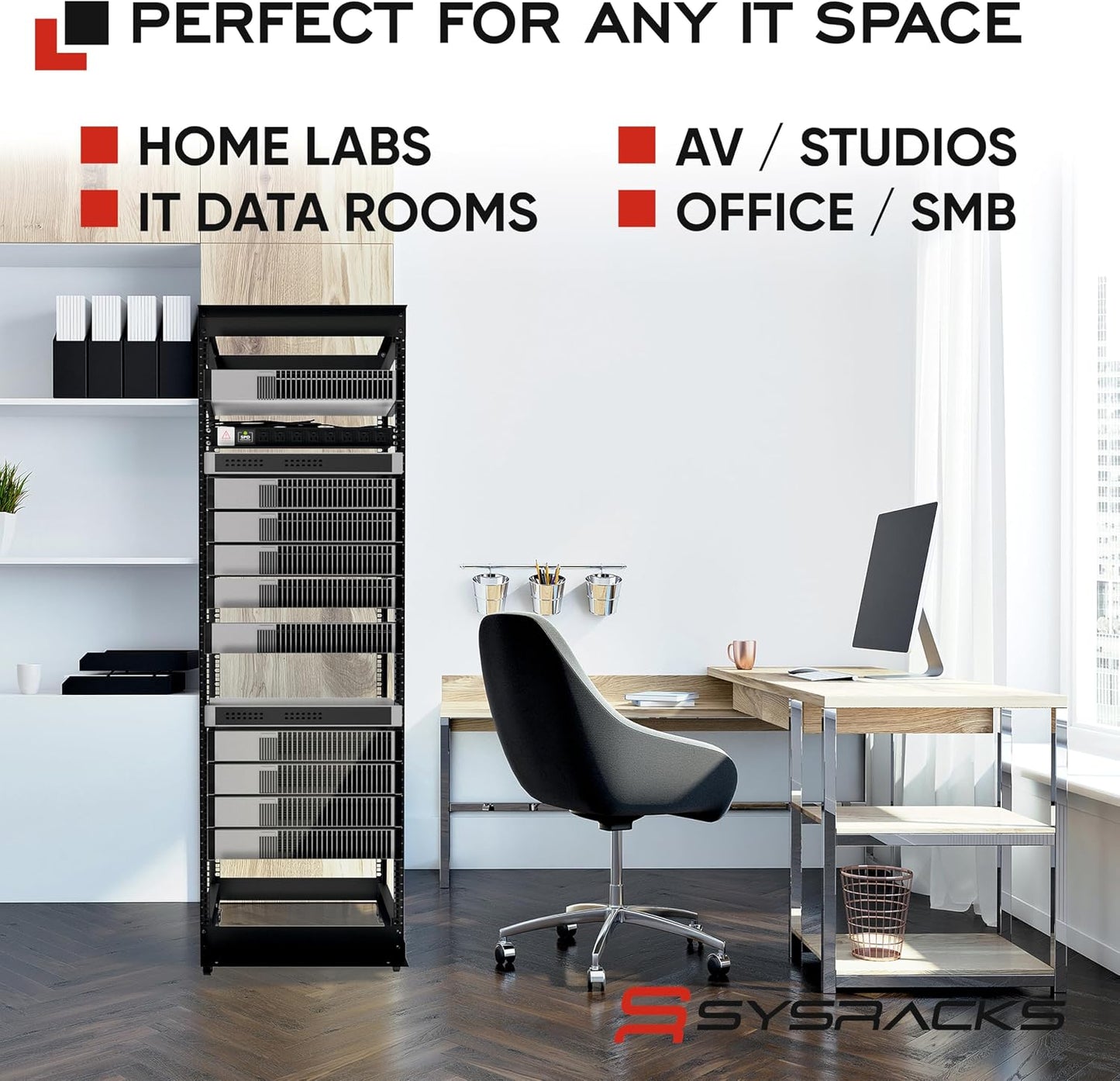 42U 4-Post Open Frame Server Rack – Adjustable Depth 24"–37", 19" Network Equipment Rack with Square Mounting Holes, Floor Standing Steel Rack for IT, AV & Telecom