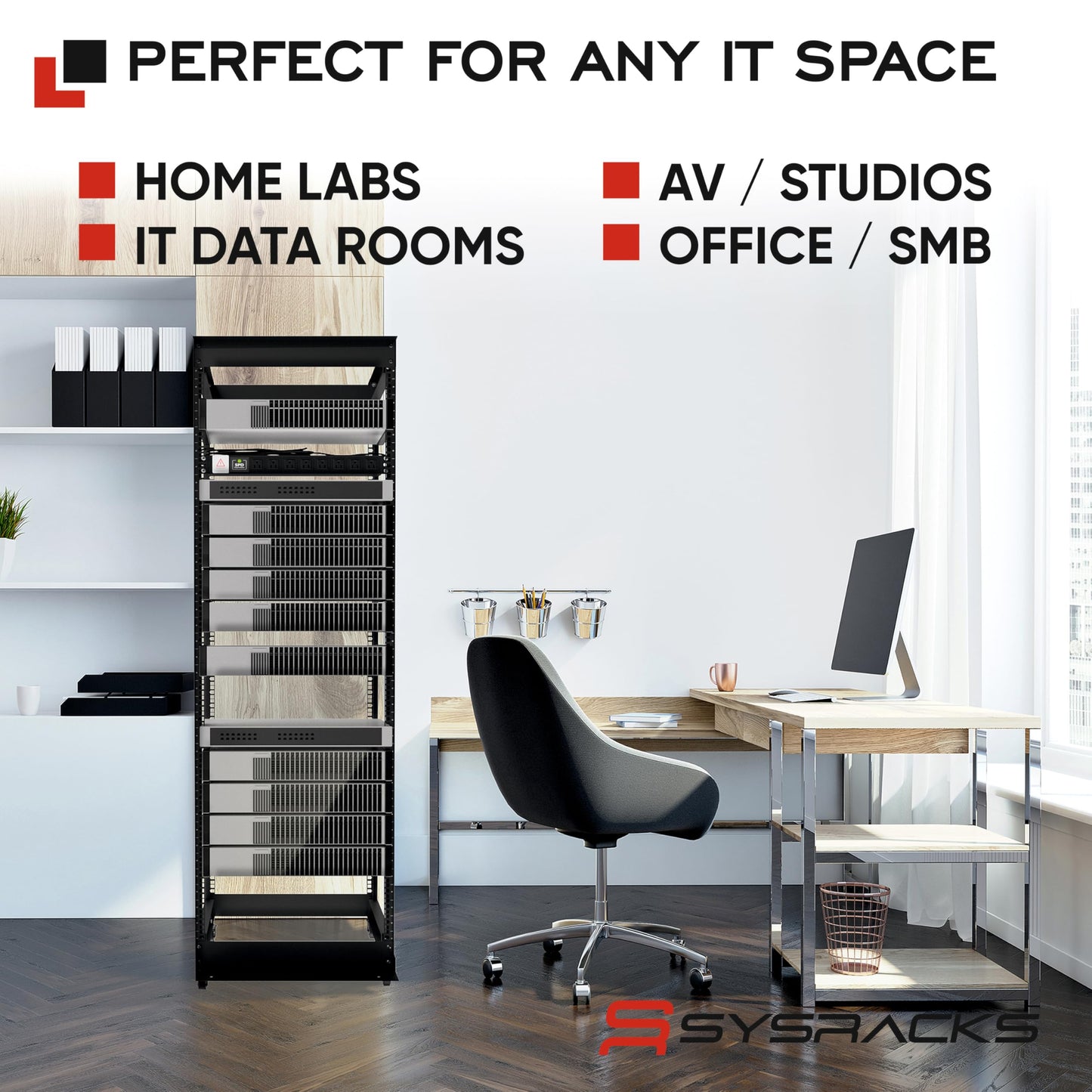 42U 4-Post Open Frame Server Rack – Adjustable Depth 24"–37", 19" Network Equipment Rack with Square Mounting Holes, Floor Standing Steel Rack for IT, AV & Telecom