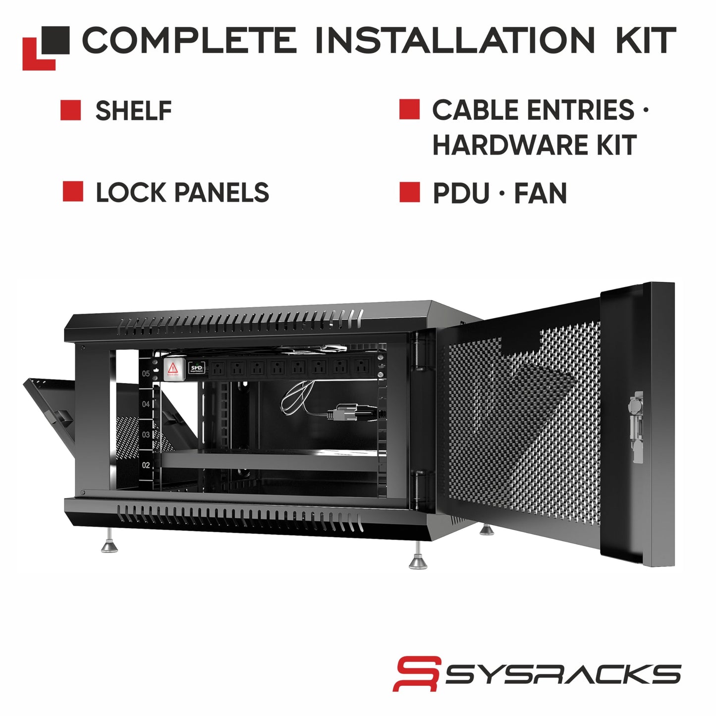 27U Wall Mount Server Rack Cabinet 24” Deep, 19” Network Enclosure for Home Lab with Fan, PDU, 2 Shelves, Casters & Feet, Locking Mesh Door
