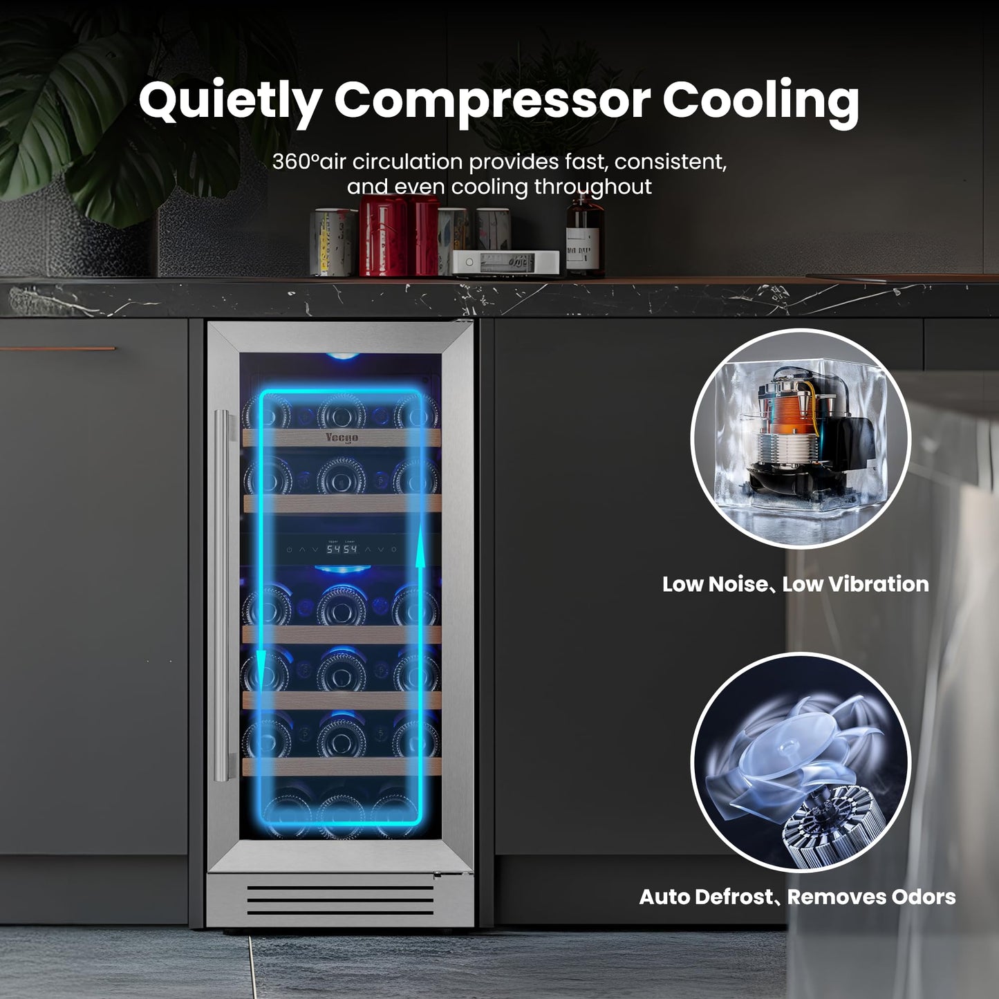 Yeego Wine Fridge Cooler - 24 Inch Dual Zone Wine Fridge Hold 52 Bottles, 40-65°F Wine Refrigerator Glass Door, Built in Fridge, Freestanding Adjustable Shelves Fridge for Beer Soda Drink Home Bar