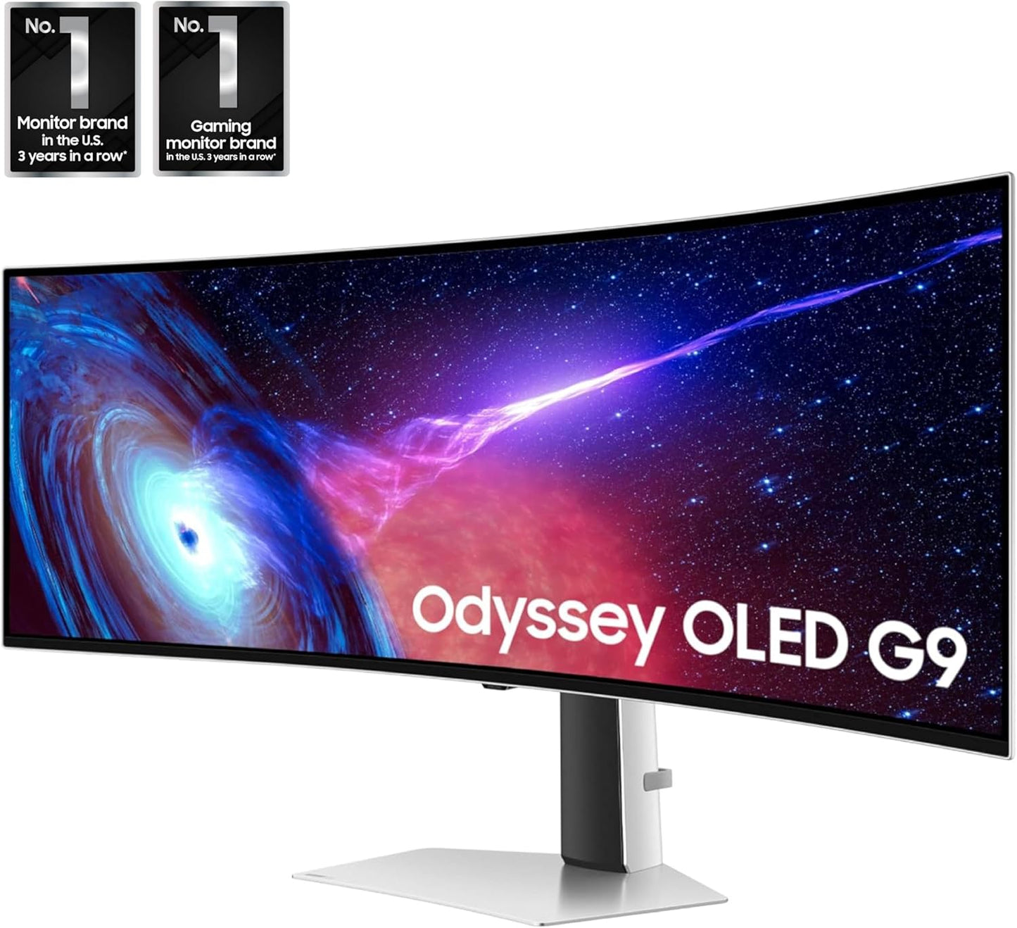 Samsung 49" Odyssey G93SC Series Curved Gaming Monitor, QD-OLED, 240Hz, 0.03ms, DQHD, G-Sync Compatible, FreeSync Premium Pro, Adjustable Stand