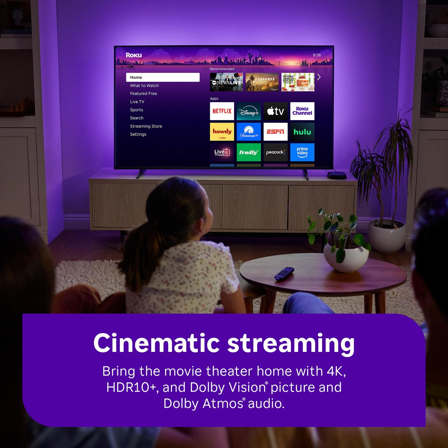 Roku Ultra - Ultimate Streaming Player - 4K Streaming Device for TV with HDR10+, Dolby Vision & Atmos - Bluetooth & Wi-Fi 6 - Rechargeable Voice Remote Pro with Backlit Buttons - Free & Live TV