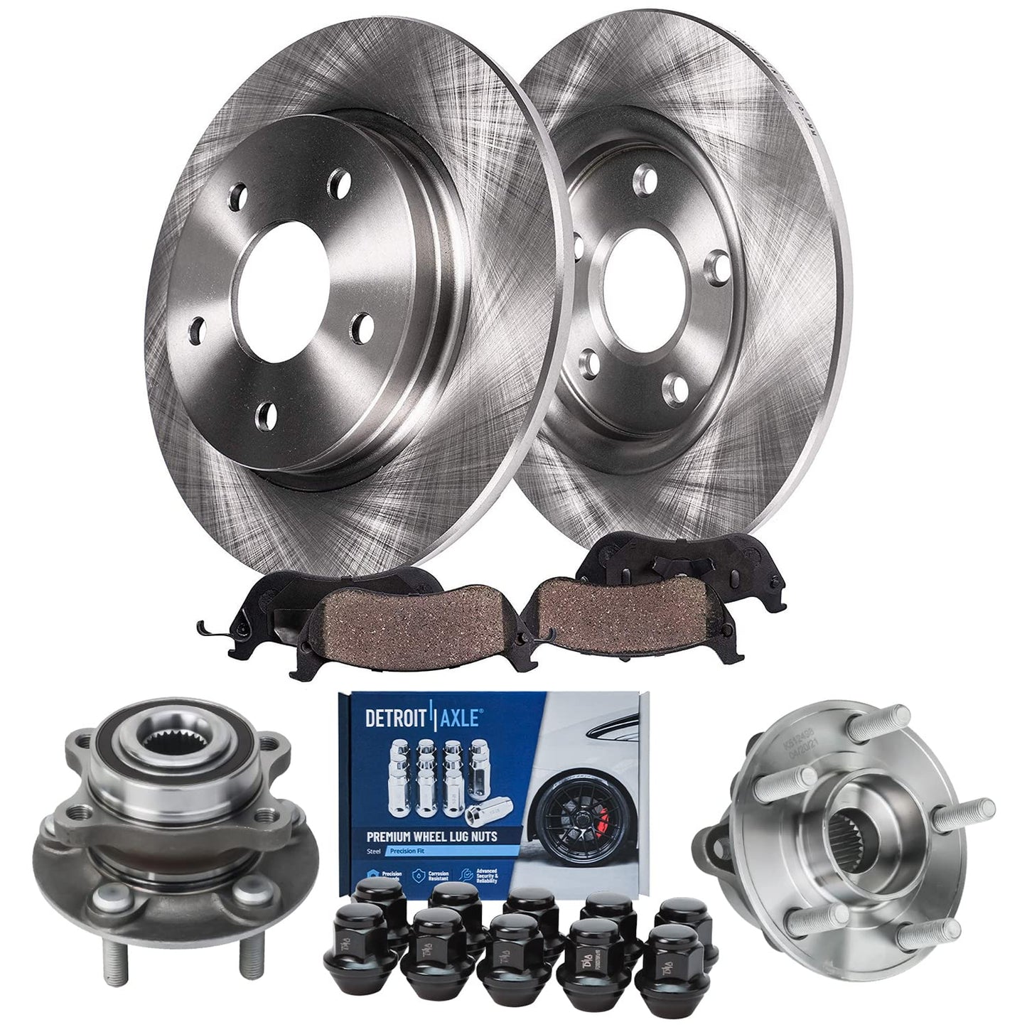 Detroit Axle - Brake Kit for 11-20 Toyota Sienna, 14-19 Highlander, 10-15 Lexus RX350 RX450h Disc Brake Rotors and Ceramic Brakes Pads Front and Rear Replacement : 12.91 in Front/12.17 in Rear Rotor