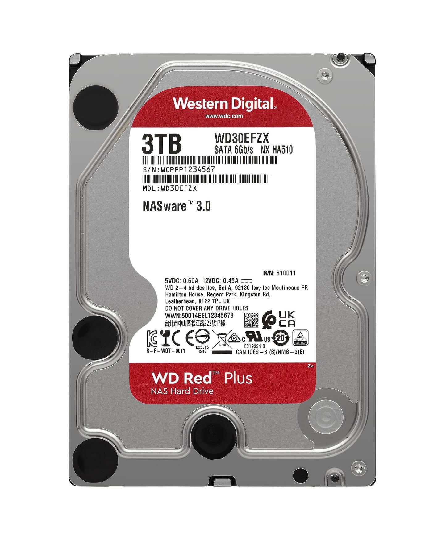 Western Digital 4TB WD Red Plus NAS Internal Hard Drive HDD - 5400 RPM, SATA 6 Gb/s, CMR, 256 MB Cache, 3.5" -WD40EFPX