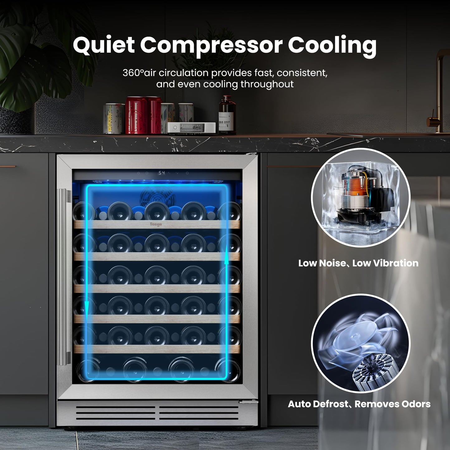 Yeego Wine Fridge Cooler - 15 Inch Dual Zone Wine Fridge Hold 28 Bottles, 40-65°F Wine Refrigerator Glass Door, Built in, Freestanding Under Counter Fridge for Beer Soda Drink Home Bar Office