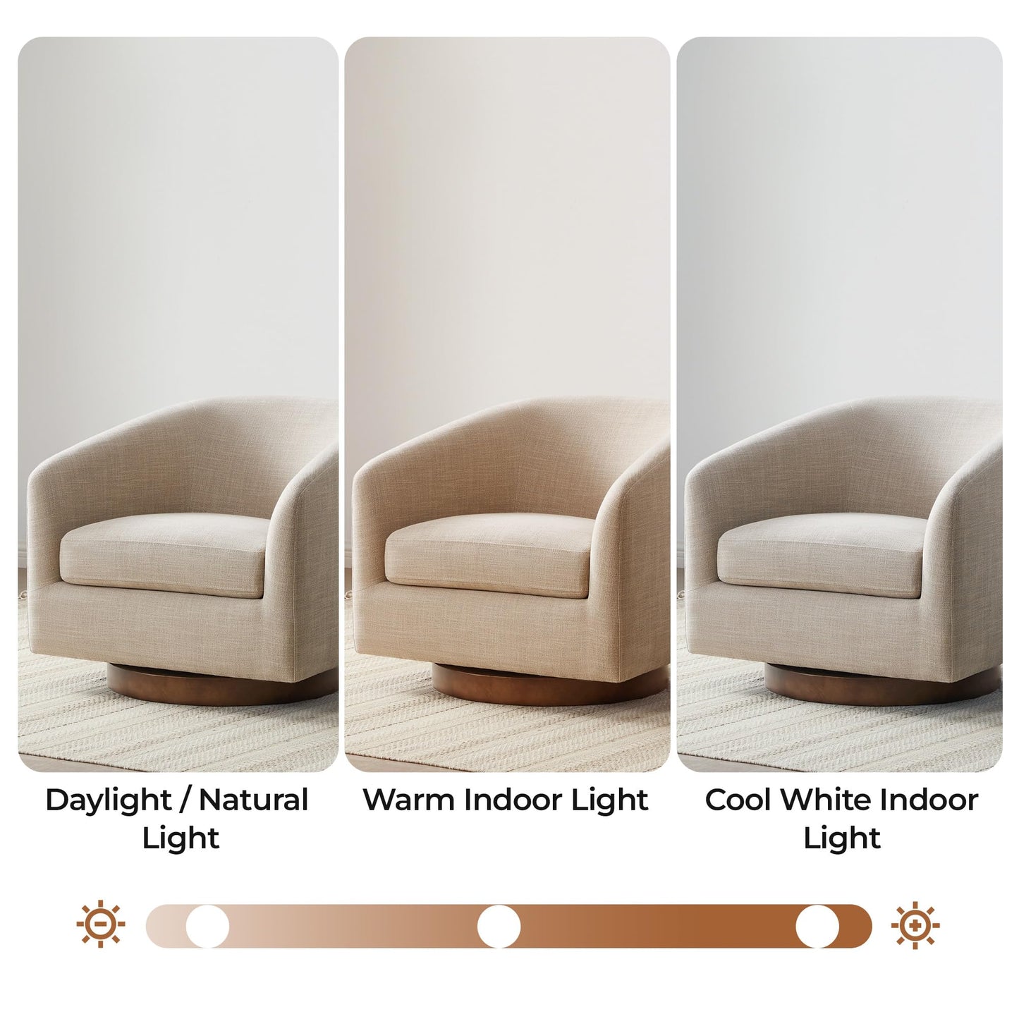CHITA Swivel Accent Chair Set of 2, Fully Assembled Fabric Barrel Armchair with FSC Certified Upholstered for Living Room, Bedroom and Office, Flax Beige