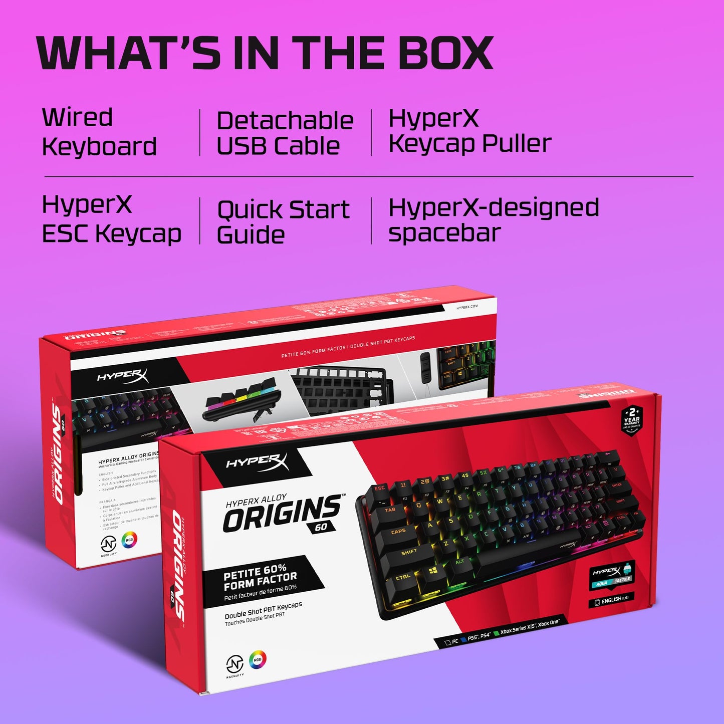 HyperX Alloy Origins 65 - Mechanical Gaming Keyboard – Compact 65% Form Factor - Linear Red Switch - Double Shot PBT Keycaps - RGB LED Backlit - NGENUITY Software Compatible,Black