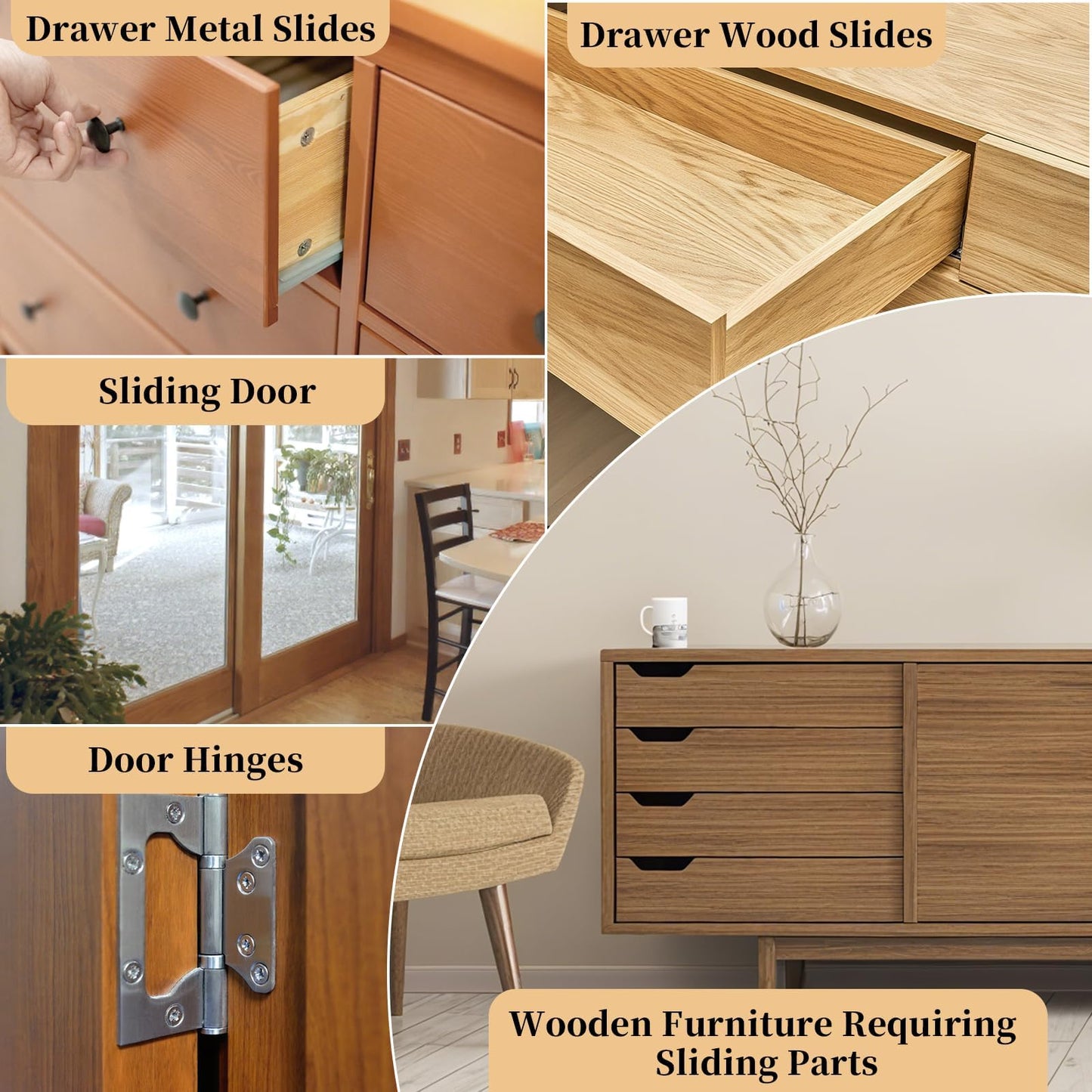 ZDBB Wood Drawer Wax Lubricant Paste Door Lubricant Wear-Resistant Eliminate Sticking Noise Loosen Drawer Slide Grease for Wood Furniture, Window Track, Sliding Glass Doors, Hinges, 1 oz 1-Pack