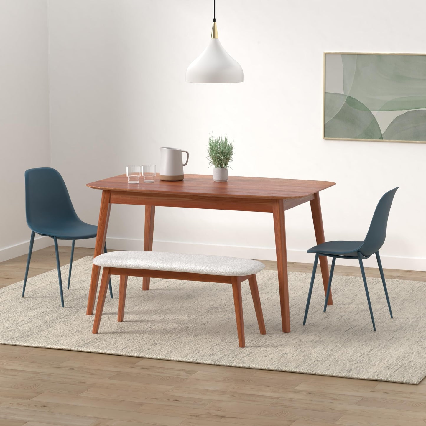 POLY & BARK Isla Modern Dining Chairs Set of 4 – Mid Century Modern Plastic Dining Chair with Metal Legs – Kitchen & Dining Room Chairs – Indoor/Outdoor – White