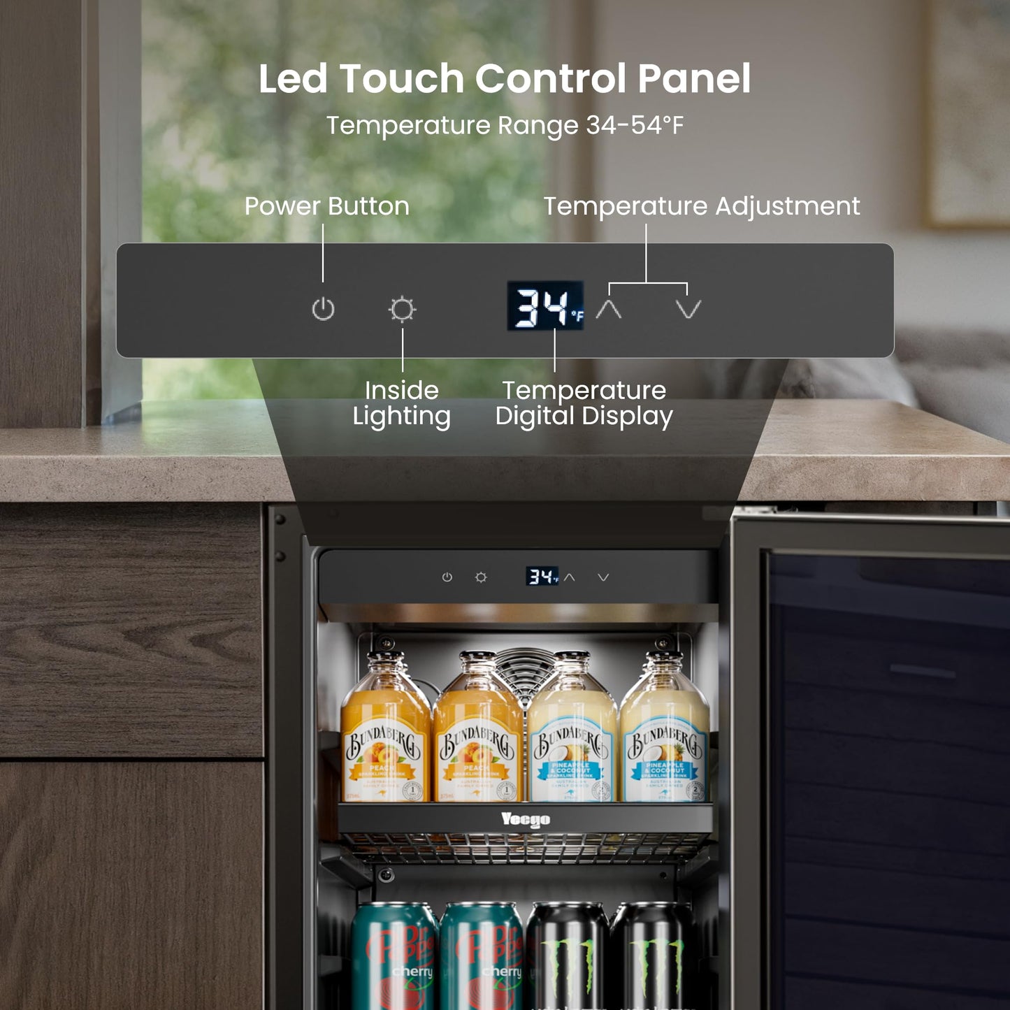 Yeego 24 Inch Beverage Refrigerator, 160-Can Beverage Cooler with Lock & Auto Defrost, Stainless Steel Indoor & Covered Outdoor Beverage Fridge, Freestanding or Under Counter for Beer, Soda & Wine
