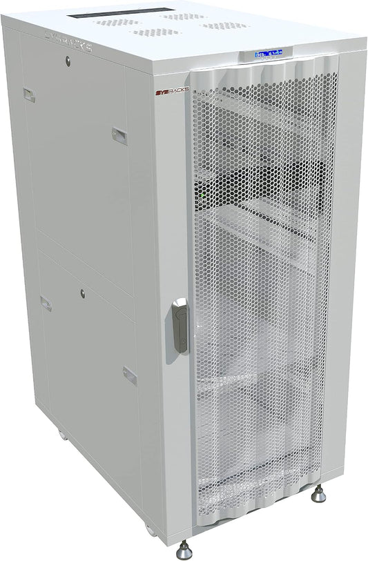 Sysracks 42U Server Rack Cabinet, 35" Deep, Mesh Door, 19-Inch | LCD thermostat, 4 fans, PDU, shelf, casters, 1600 lb capacity