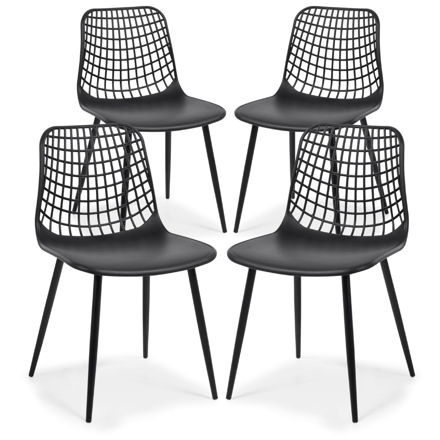 POLY & BARK Isla Modern Dining Chairs Set of 4 – Mid Century Modern Plastic Dining Chair with Metal Legs – Kitchen & Dining Room Chairs – Indoor/Outdoor – White