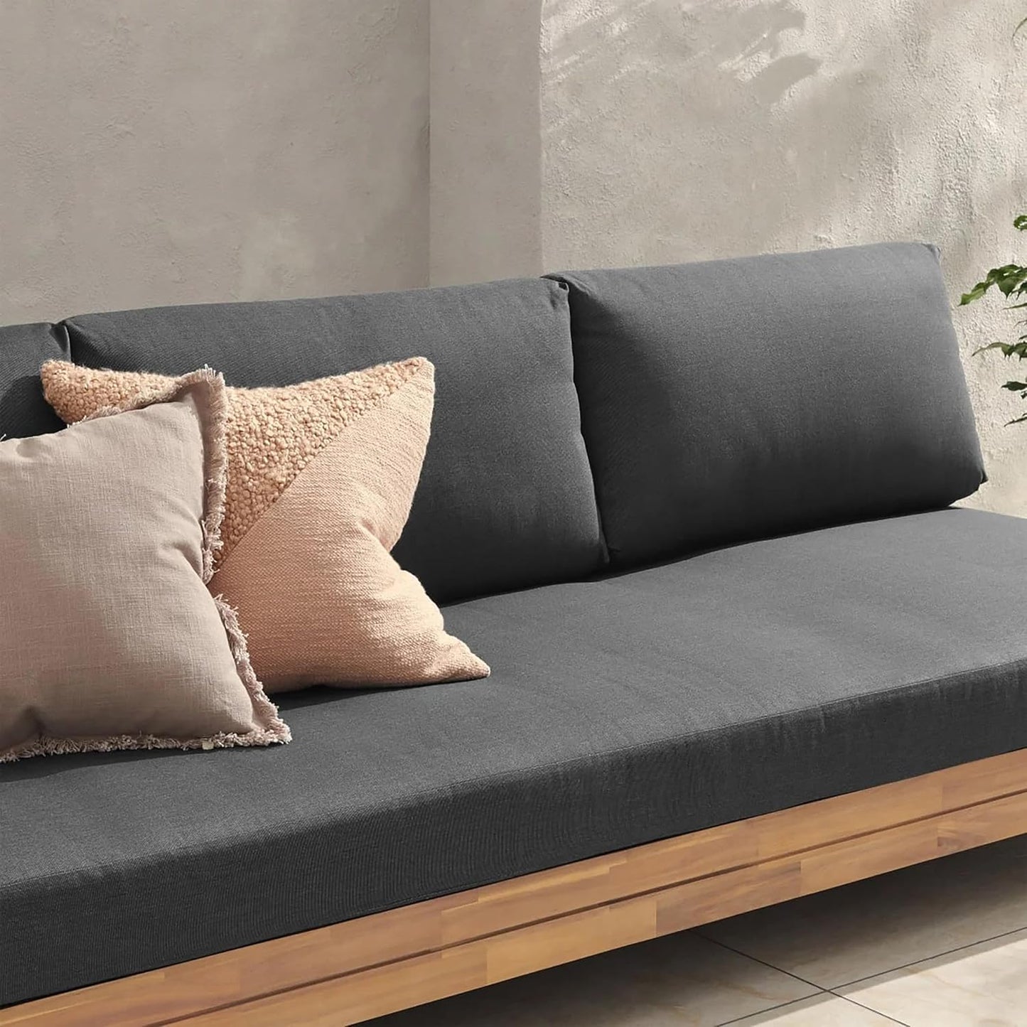 POLY & BARK Celenza 3 Seat Sofa Bench in Grey/Dark Teak