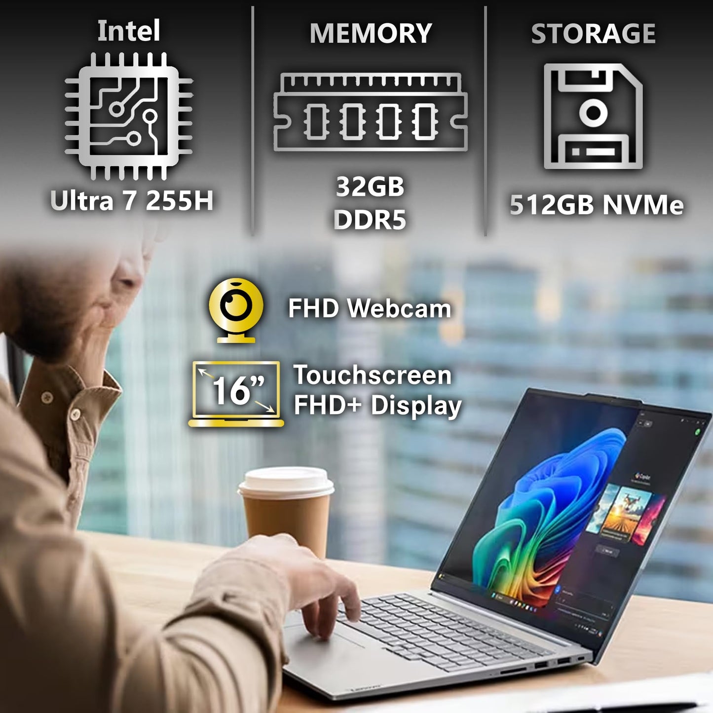 Lenovo ThinkBook 16 G7 Business Laptop, 16” FHD+, AMD Ryzen 7 7735HS, 32GB DDR5, 1TB NVMe, WiFi 6E + BT, Backlit KB, Fingerprint Reader, HD Webcam, Win 11 Pro