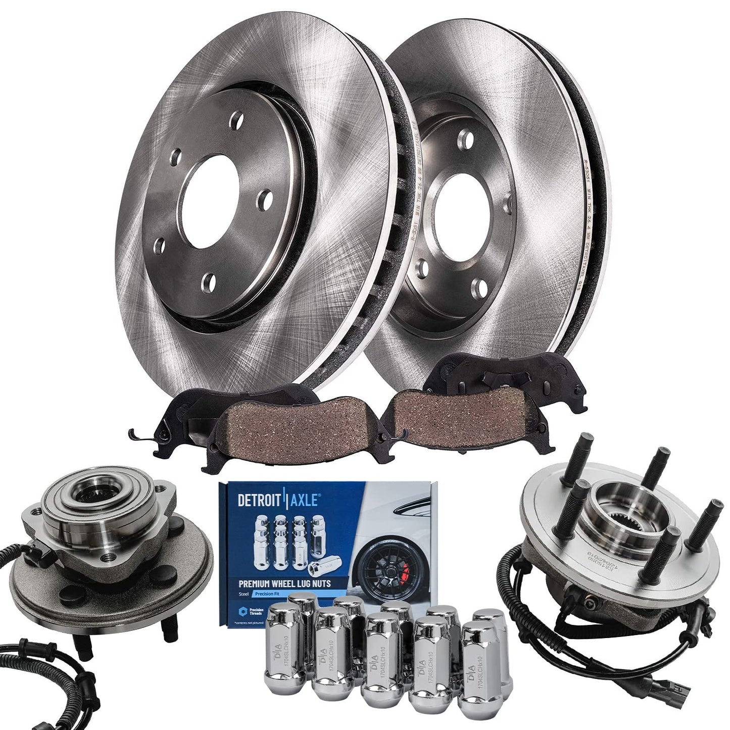 Detroit Axle - Brake Kit for 2013-2016 Kia Optima 2011-2015 Hyundai Sonata, Disc Brake Rotors Ceramic Brakes Pads Front and Rear 2014 Replacement