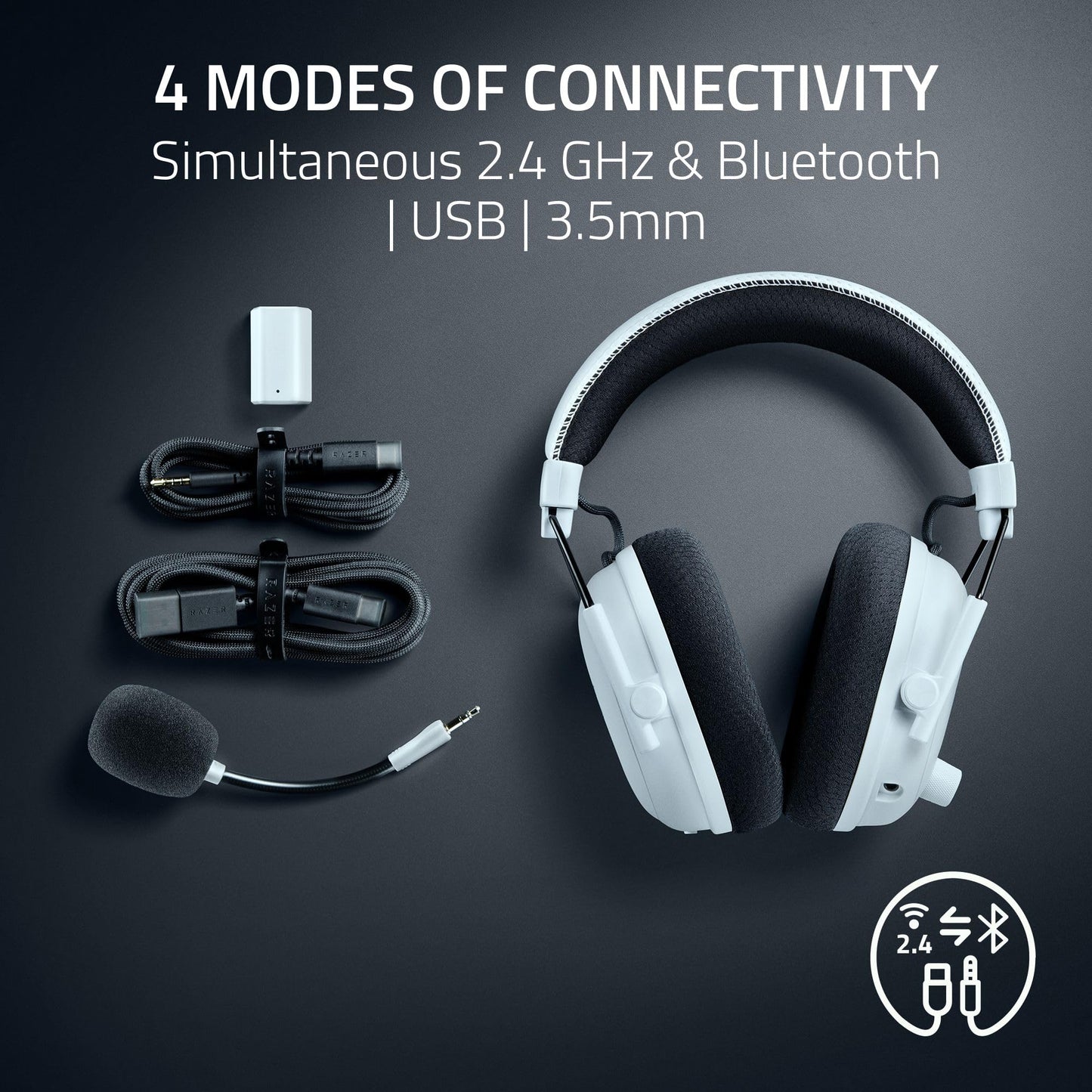 Razer BlackShark V3 Pro Wireless ANC Gaming Headset for PC: Full Band Mic - 50mm Drivers - 2.4 GHz, Bluetooth, USB, 3.5mm - Works with Mac, PS5, Nintendo Switch, Smartphone - 70 Hr Battery - Black