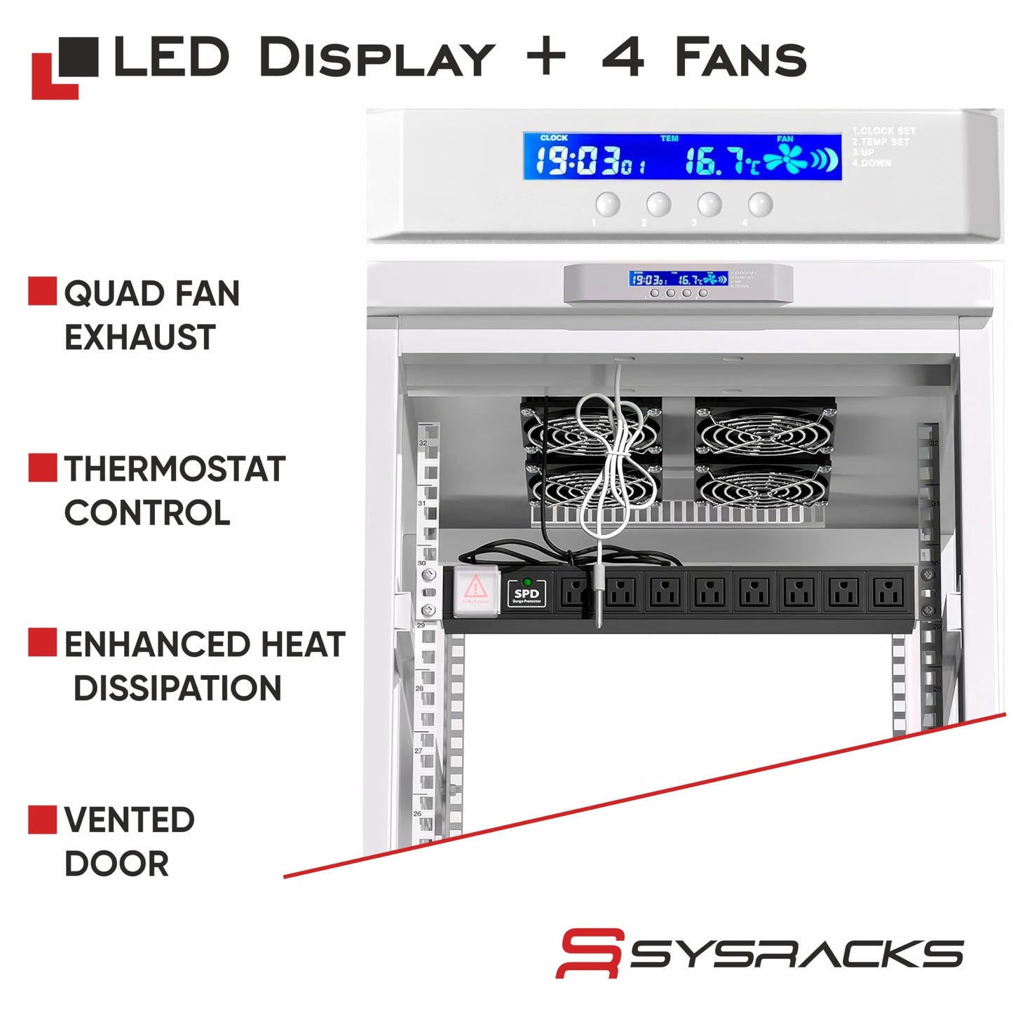 42U Server Rack Cabinet – 19" Network Rack Enclosure, 35" Deep Floor Standing Data Rack with Locking Glass Door, Cooling Fans, PDU & Shelf for Servers, Switches and Patch Panels