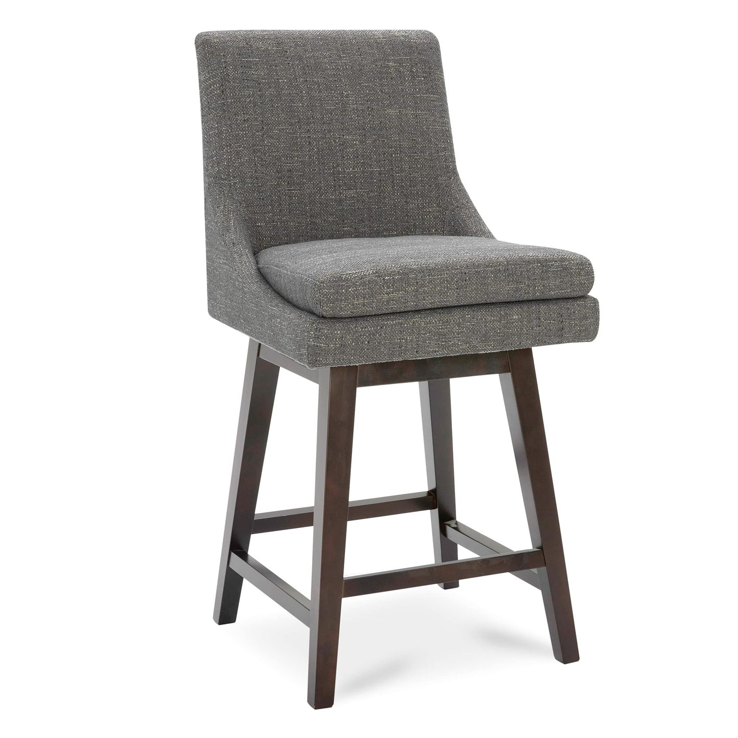 CHITA Bar Height Swivel Barstool with Back Set of 2, FSC Certified Upholstered Bar Stool, 30.7" H Seat Height, Fabric in Ivory