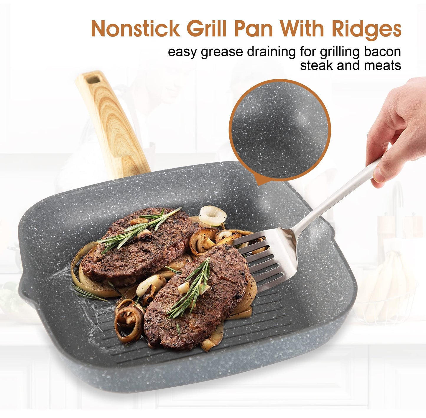 Kitchen Induction Cookware & Bakeware Set - 30 Piece Black Granite Cooking Pans Set, Non-Stick Pots and Pans Set