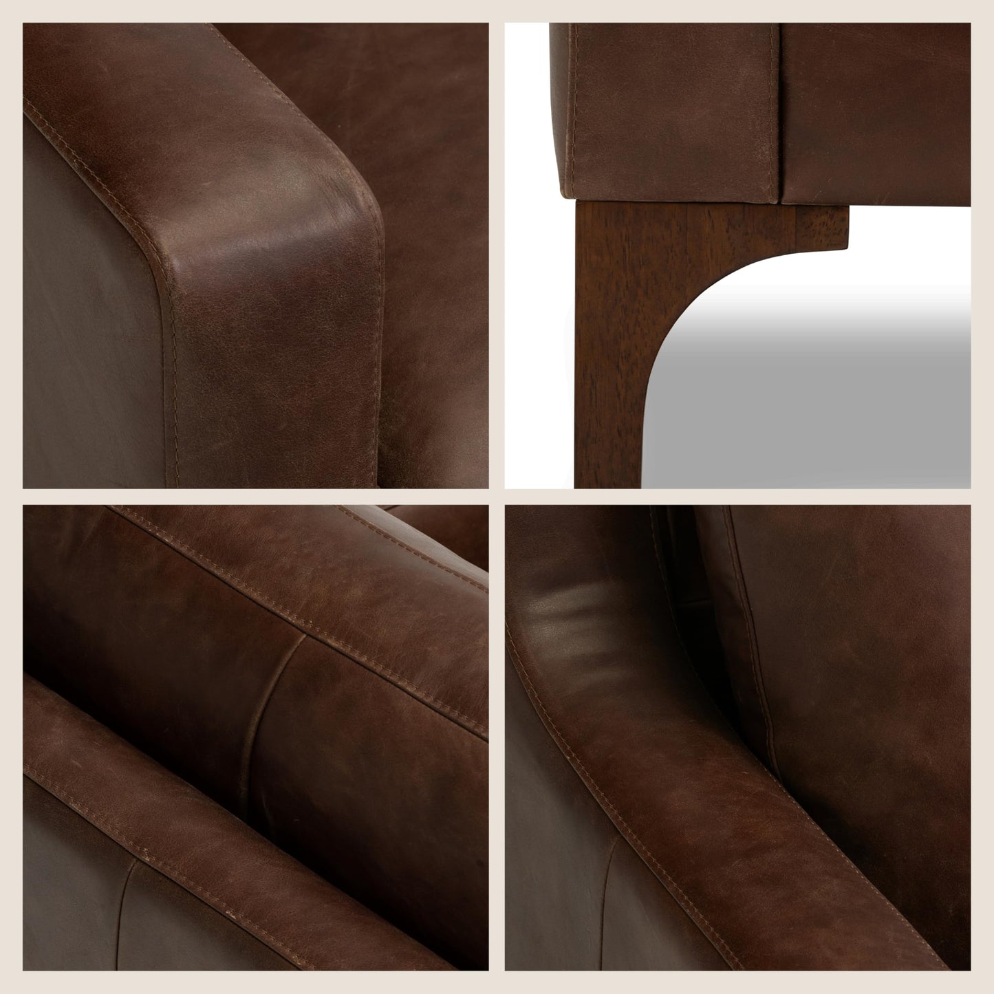Poly & BARK Mateo Leather Lounge Chair – Cognac Tan Full-Grain Leather Upholstery – Modern Upholstered Accent Chair for Living Room or Bedroom – Indoor Lounge Seating with Timeless Comfort
