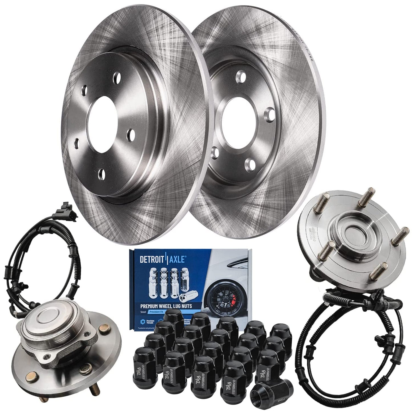 Detroit Axle - Brake Kit for 07-11 Toyota Camry 08-12 Avalon 07-12 Lexus ES350 Replacement 2008 2009 2010 2011, 11.65" inch Front and 11.06" inch Rear Disc Brake Rotors and Ceramic Brakes Pads