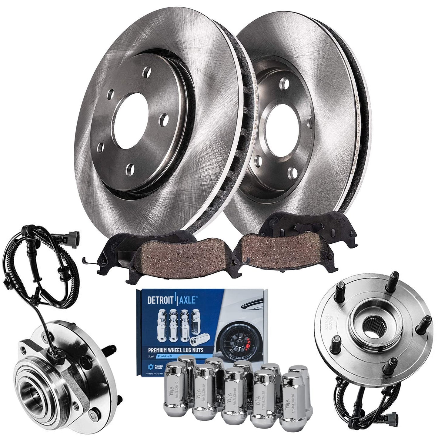 Detroit Axle - Brake Kit for 07-11 Toyota Camry 08-12 Avalon 07-12 Lexus ES350 Replacement 2008 2009 2010 2011, 11.65" inch Front and 11.06" inch Rear Disc Brake Rotors and Ceramic Brakes Pads