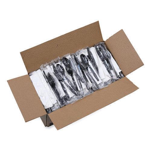 Boardwalk® Six-Piece Cutlery Kit Cdmt/Fk/Kf/Npkn/Tsp, 250 Packs (BWKFKTNSMWPSBLA)