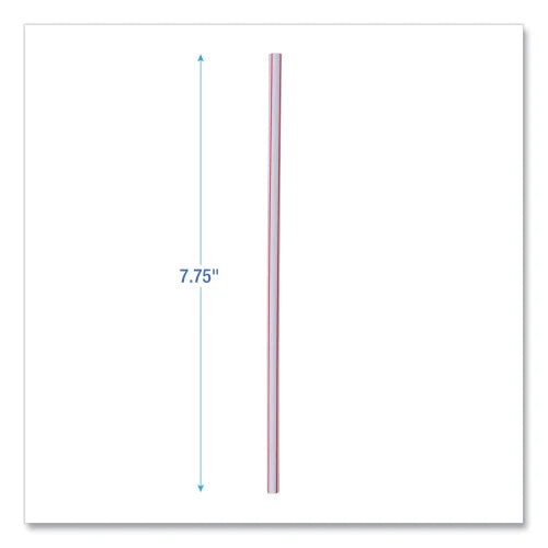 Boardwalk Wrapped Jumbo Straws, 7.75", Plastic, White/Red Stripe, 400/Pack, 25 Packs/Carton (BWKJSTW775S24)