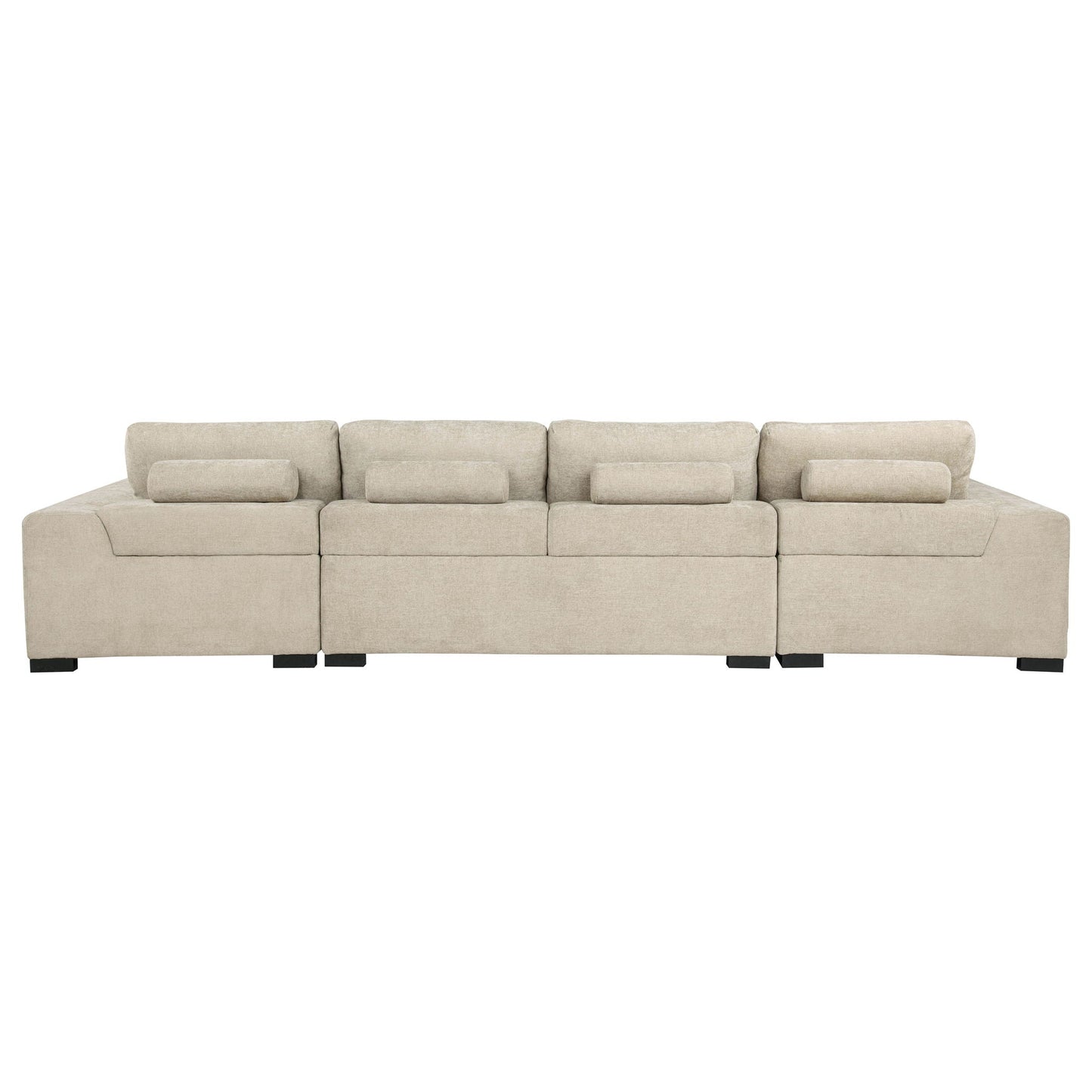 Cannella U-Shaped Double Chaise Upholstered Sectional Sofa Beige