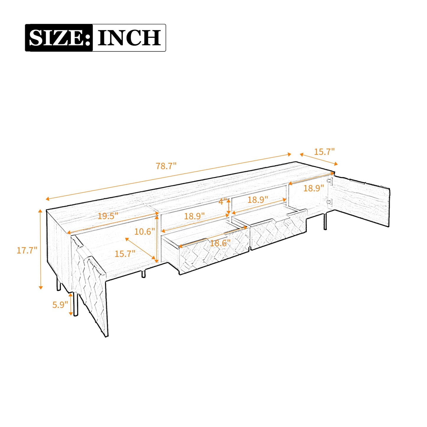 TV Stand For TVs Up To 85" With Closed Storage, Soft Closing Hinges, Living Room Entertainment Center - Walnut