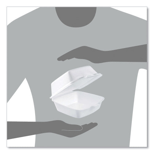 Dart Foam Hinged Lid Containers, 5.38 x 5.5 x 2.88, White, 500/Carton (50HT1)