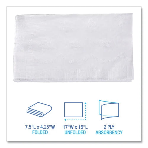 Boardwalk® 1/8-Fold Dinner Napkins, 2-Ply, 300 Napkins, 10 Packs (BWK8321W)