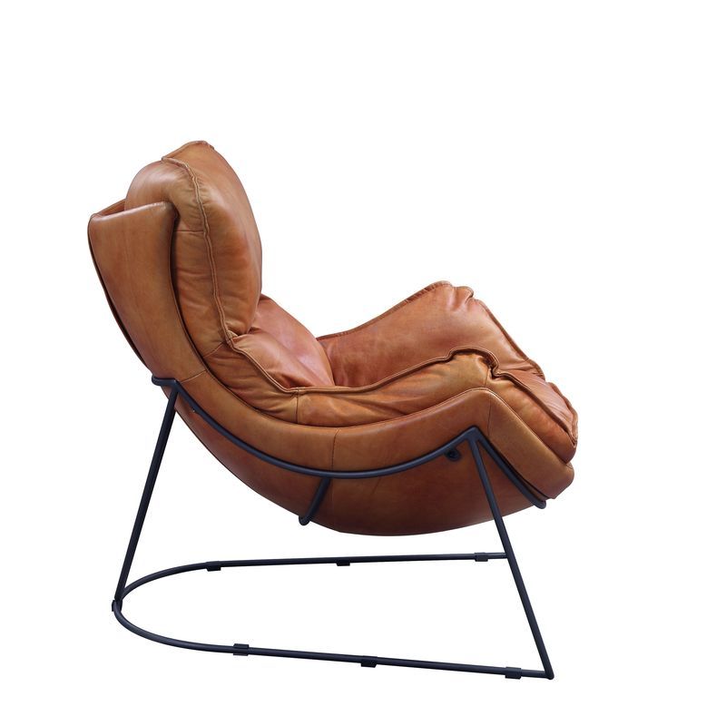 Thurshan - Accent Chair - Aperol Top Grain Leather & Black